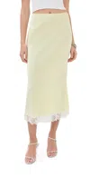 Sablyn Miranda Scallop Trim Bias Cut Pull On Skirt With Lace Pale Citron In Pale Citron