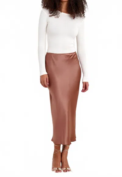 Sablyn Miranda Scallop Trip Bias Cut Pull On Skirt In Sand In Nude