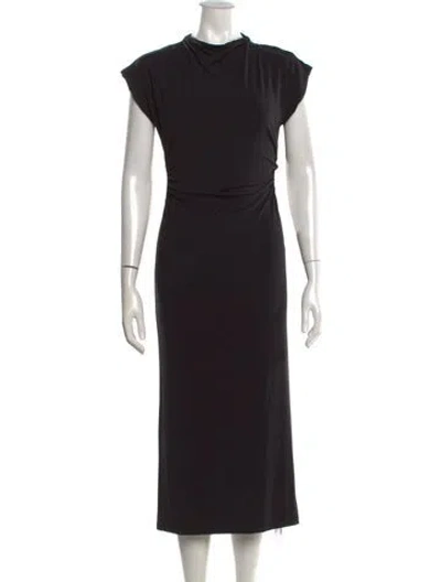 Pre-owned Sablyn Mock Neck Midi Length Dress In Black