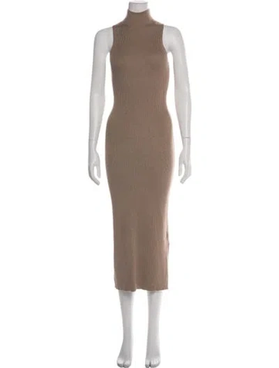 Pre-owned Sablyn Mock Neck Midi Length Dress In Brown