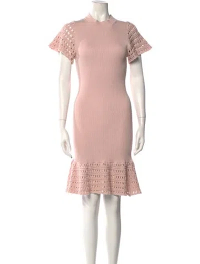 Pre-owned Sablyn Mock Neck Midi Length Dress In Pink