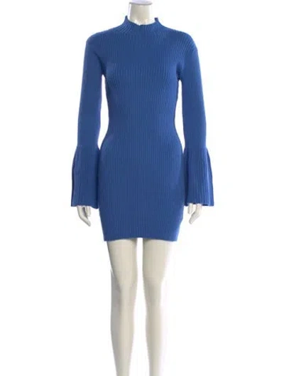 Pre-owned Sablyn Mock Neck Mini Dress In Blue