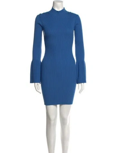 Pre-owned Sablyn Mock Neck Mini Dress In Blue