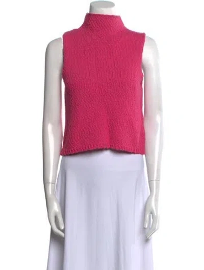 Pre-owned Sablyn Mock Neck Sleeveless Crop Top In Pink