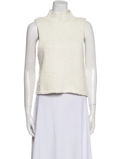 Pre-owned Sablyn Mock Neck Sleeveless Crop Top In White