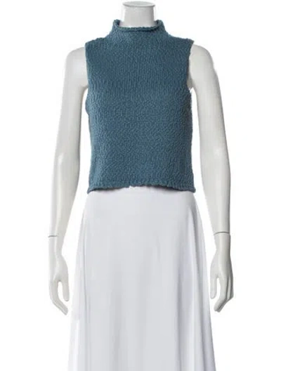 Pre-owned Sablyn Mock Neck Sleeveless Top In Blue