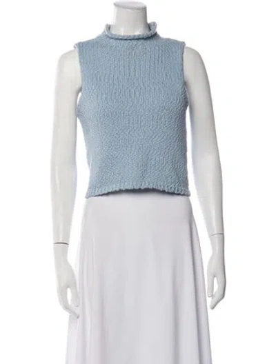 Pre-owned Sablyn Mock Neck Sleeveless Top In Blue