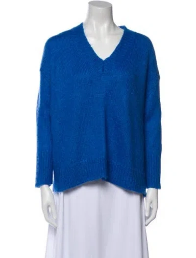 Pre-owned Sablyn Mohair V-neck Sweater In Blue