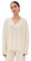 Sablyn Nylah Cashmere Slouchy V Neck Pullover Gardenia In Gardenia