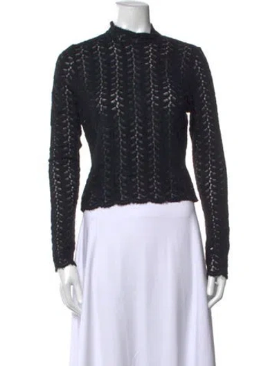 Pre-owned Sablyn Patterned Turtleneck Top In Black