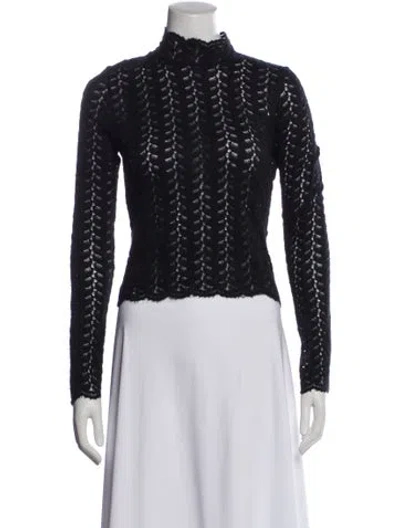 Pre-owned Sablyn Patterned Turtleneck Top In Blue