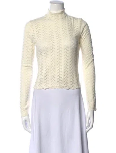Pre-owned Sablyn Patterned Turtleneck Top In Neutrals