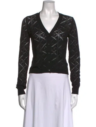 Pre-owned Sablyn Patterned V-neck Sweater W/ Tags In Black