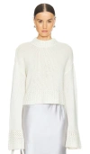 Sablyn Phoenix Bell Sleeve Crewneck Cashmere Pullover Gardenia In White