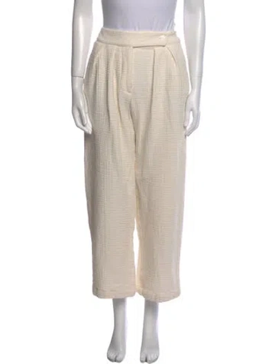 Pre-owned Sablyn Plaid Print Wide Leg Pants In Neutral