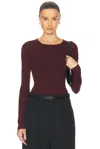 Shop Sablyn Quincy Long Sleeve Fitted Crewneck Top In Bordeaux