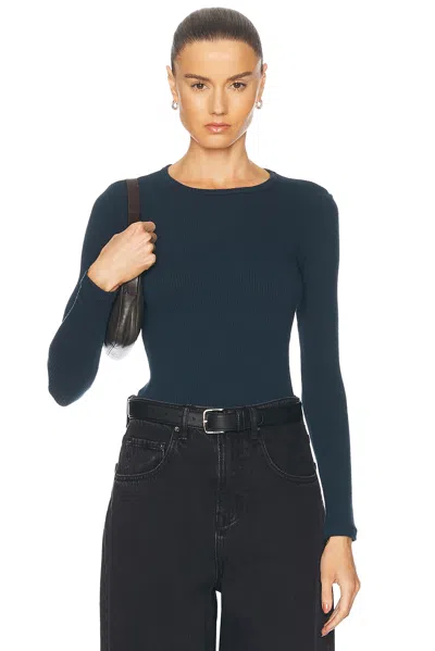Sablyn Quincy Long Sleeve Fitted Crewneck Top In Compass