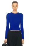 Sablyn Quincy Long Sleeve Fitted Crewneck Top In Lapis