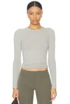 Sablyn Quincy Longsleeve Fitted Crewneck Top In Heather Grey
