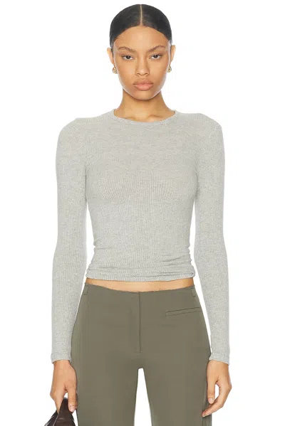 Sablyn Quincy Longsleeve Fitted Crewneck Top In Heather Grey
