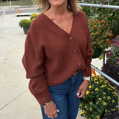 Sablyn Rae V-neck Cardigan In Mahogany In Brown