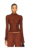 Sablyn Rhea Longsleeve Mock Neck Top In Brown