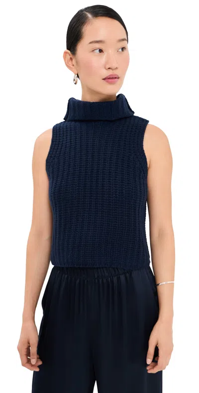 Sablyn Saige Cashmere Cropped Pullover Midnight Navy