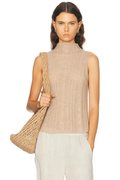 Sablyn Salvia Sleeveless Cable Turtleneck Sweater In Brown