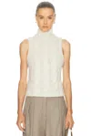 Sablyn Salvia Sleeveless Cable Turtleneck Sweater In White