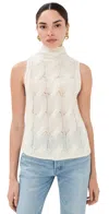 Sablyn Salvia Sleeveless Cashmere Cable Turtleneck Gardenia In Neutral