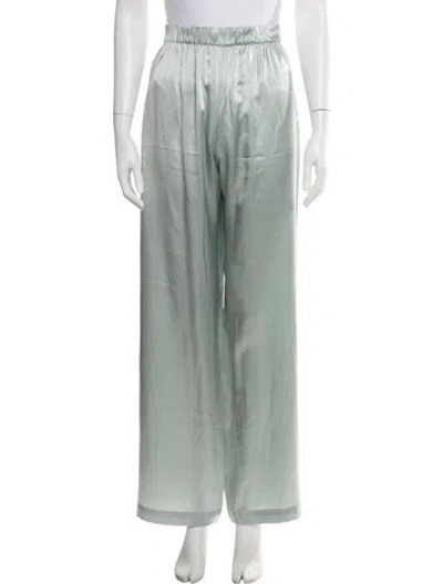 Pre-owned Sablyn Satin Wide Leg Pants In Green