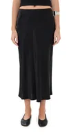 Sablyn Scallop Trim Bias Cut Pull On Skirt Black In Black