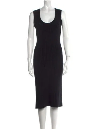 Pre-owned Sablyn Scoop Neck Midi Length Dress In Black