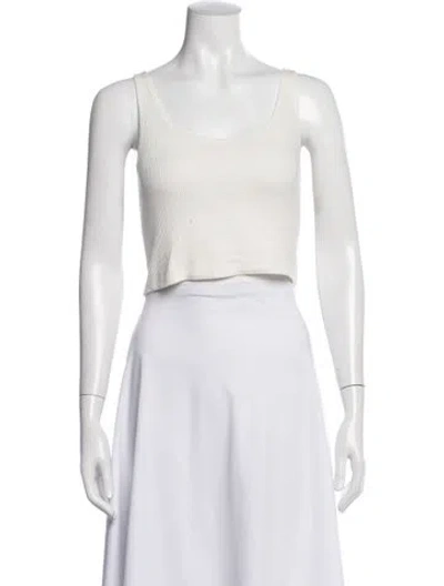 Pre-owned Sablyn Scoop Neck Sleeveless Crop Top In White