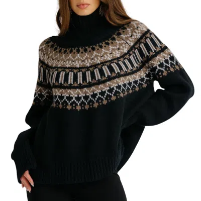 Sablyn Scottie Slouchy Fair Isle Cashmere Mock Neck Sweater In Black