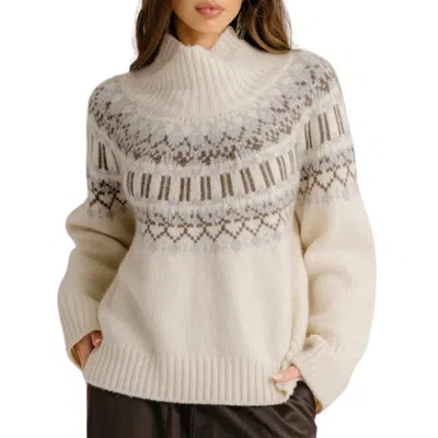 Sablyn Scottie Slouchy Fair Isle Cashmere Mock Neck Sweater In Gardenia In White