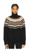 Sablyn Scottie Slouchy Fairisle Mock Neck Sweater In Black