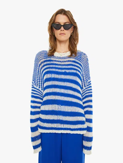 Sablyn Sheyla Slouchy Open Crewneck Lapis Multi Sweater In Blue