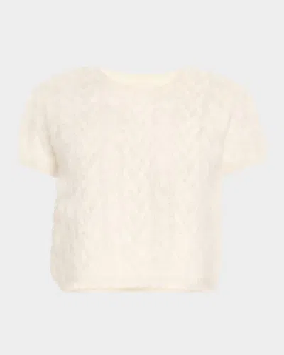 Sablyn Shrunken Cashmere Crewneck Tee In Gardenia