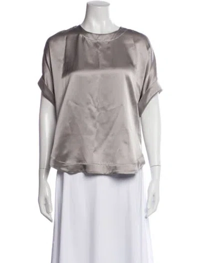 Pre-owned Sablyn Silk Crew Neck Top In Gray