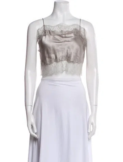 Pre-owned Sablyn Silk Lace Trim Embellishment Nightgown In Gray