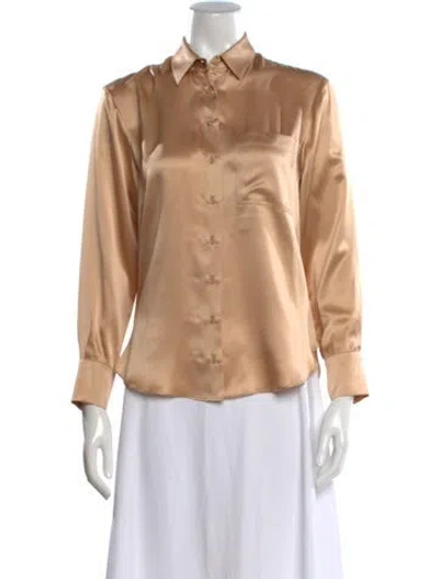 Pre-owned Sablyn Silk Long Sleeve Button-up Top In Neutral