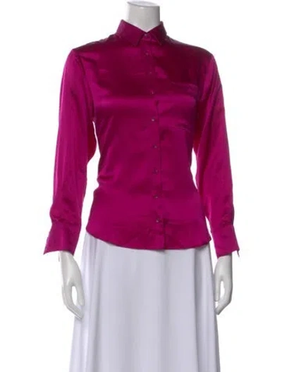 Pre-owned Sablyn Silk Long Sleeve Button-up Top In Pink