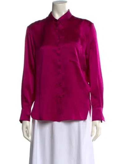 Pre-owned Sablyn Silk Long Sleeve Button-up Top In Purple