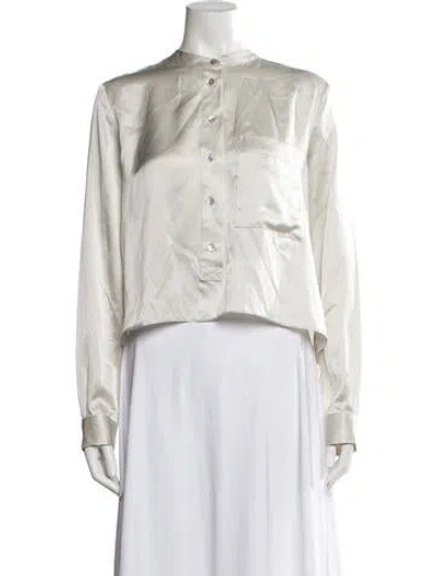 Pre-owned Sablyn Silk Long Sleeve Top In Grey