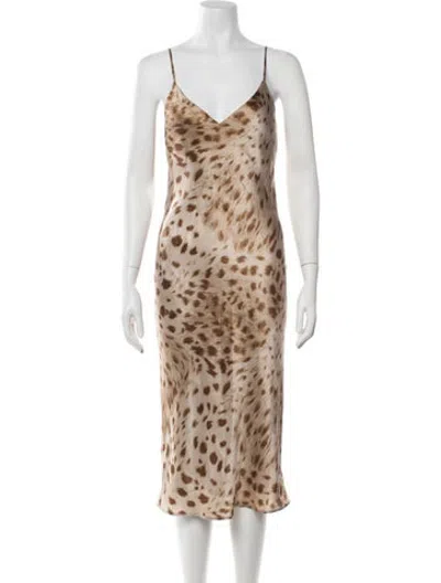 Pre-owned Sablyn Silk Midi Length Dress In Neutrals