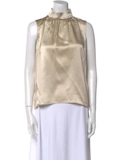 Pre-owned Sablyn Silk Mock Neck Blouse In Neutral