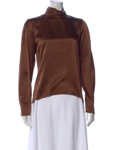 Pre-owned Sablyn Silk Mock Neck Top W/ Tags In Brown