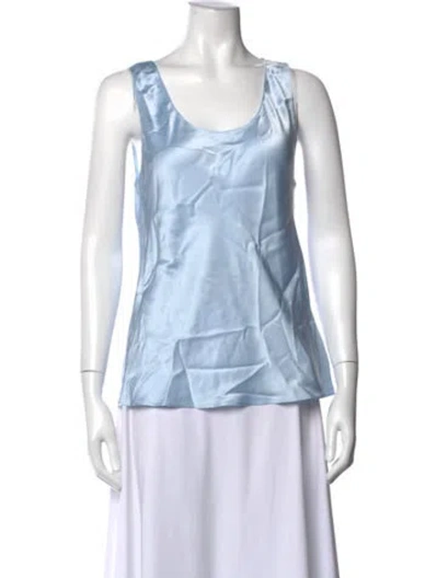 Pre-owned Sablyn Silk Scoop Neck Top In Blue