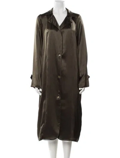 Pre-owned Sablyn Silk Trench Coat In Green